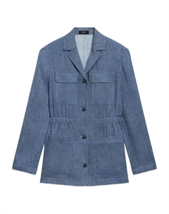 Льняная куртка с кулиской, синий Theory