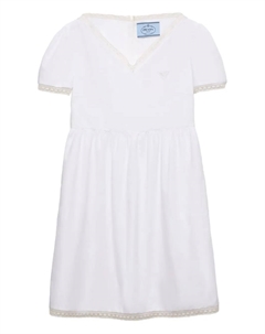 Платье мини с кружевом, белый Prada