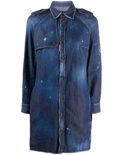 Платье-рубашка с эффектом потертости, синий Dsquared2