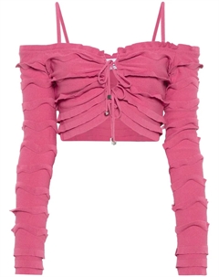 Укороченный кардиган с оборками, розовый Blumarine