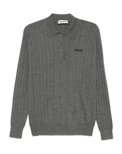 Кашемировый свитер-поло, серый Miu miu