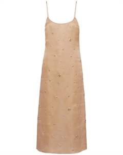 Платье миди с люверсами, нейтральный Prada