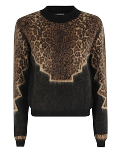 Свитер с леопардовым принтом и геометрическим узором, коричневый Dondup