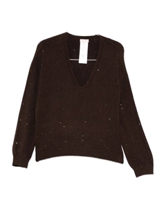 Свитер с V-образным вырезом, украшенный блестками, коричневый Liu jo