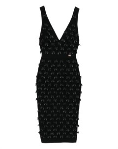 Платье с V-образным вырезом и бантом, черный Elisabetta franchi