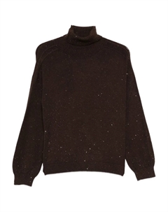 Свитер с высоким воротом, украшенный пайетками, коричневый Liu jo