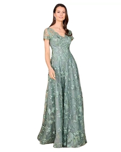 Женское бальное платье с кружевом в тон, зеленый Lara