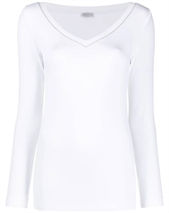 Топ с длинными рукавами и бисером, белый Brunello cucinelli