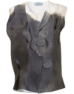 Атласная блузка в двух тонах, серый Prada