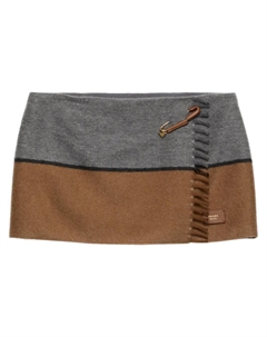 Кашемировая мини-юбка в двух тонах, серый Prada