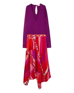 Асимметричное платье с принтом Pesci, фиолетовый Pucci