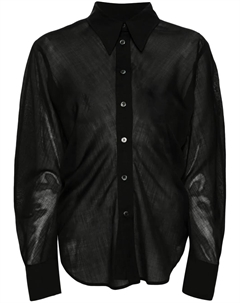 Полупрозрачная рубашка из смесовой шерсти, черный Lvir