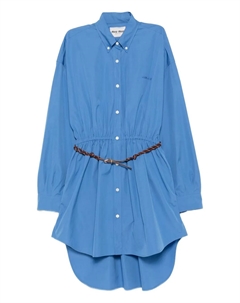 Платье-рубашка мини с поясом, синий Miu miu