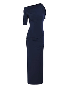 Драпированное платье на одно плечо, синий Jacquemus