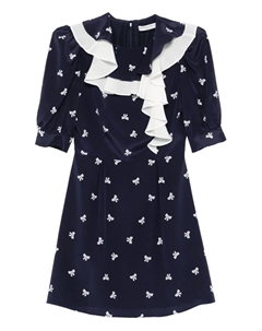 Мини-платье с бантом, синий Alessandra rich