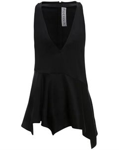 Атласный топ без рукавов с оборками, черный Jw anderson