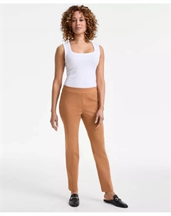 Женские брюки Cambridge с контролем живота и зауженными штанинами на резинке, коричневый Jm collection