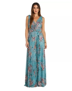 Женское металлизированное платье без рукавов с цветочным принтом, синий R&m richards