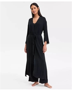 Женский вязаный халат с кружевной отделкой, черный I.n.c. international concepts