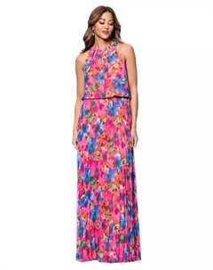 Женское платье-халат с запахом на бретелях из плиссированного шифона с цветочным принтом, оранжевый Xscape