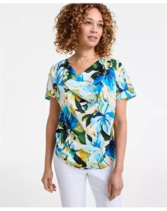 Женский топ с принтом и воротником-хомутом, мультиколор Jm collection