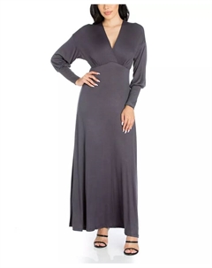 Женское вечернее платье макси с длинными рукавами, серый 24seven comfort apparel