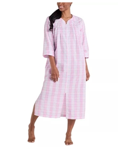 Женский халат из пике с застежкой-молнией спереди и рукавом 3/4, розовый Miss elaine