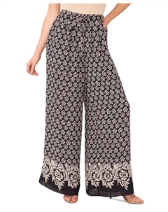 Женские брюки с принтом, завышенной талией и запахом, черный Cece