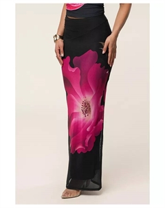 Женская цветочная макси-юбка Blooming Dawn, черный Jluxlabel