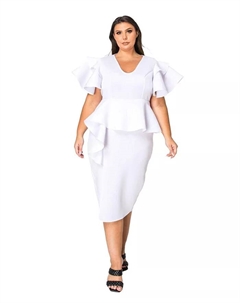 Платье с баской Kira из неопрена больших размеров, белый L i v d