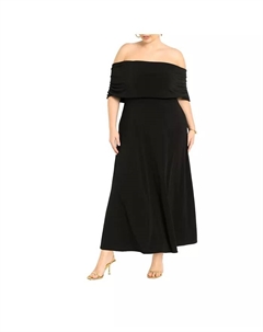 Платье макси с открытыми плечами Plus Size, черный Eloquii