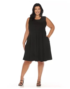 Платье Plus Size Fit and Flare, черный White mark