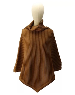 Женский пончо с широкой резинкой и воротником-стойкой на пуговицах, коричневый Michael kors