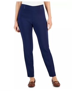 Узкие брюки с заклепками Petite Studded-Rivet Straight-Leg, размеры Petite и Petite Short, синий Jm collection