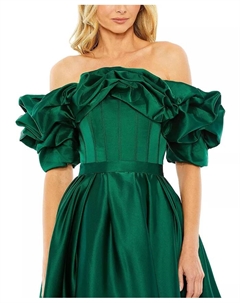 Женское платье с открытыми плечами длины "чай", зеленый Mac duggal