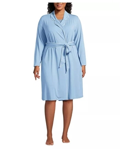 Плюс сайз халат с охлаждающим эффектом и кантом, синий Lands' end