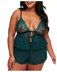 Женский комплект нижнего белья Tammy: топ-камизоль и шорты больших размеров, зеленый Adore me