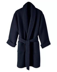 Халат из хлопка с вафельной текстурой, синий Hotel collection