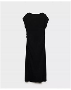 Женское хлопковое платье с драпировкой по бокам, черный Mango