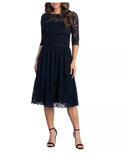 Женское коктейльное платье миди Luna Lace, синий Kiyonna