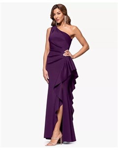 Женское платье с рюшами и одним плечом из неопрена, фиолетовый Xscape