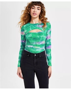Женский боди с длинным рукавом и сборками, с принтом, зеленый Bar iii