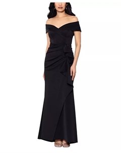 Маленькое платье с рюшами и открытыми плечами, черный Xscape