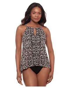 Женский топ-танкини Topkapi с вырезом "замочная скважина" и принтом, черный Miraclesuit