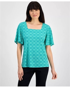 Топ с квадратным вырезом Petite, синий Jm collection