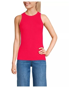 Женский облегающий топ с драпировкой из рубчика, розовый Lands' end