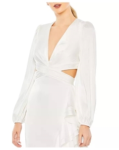 Женское асимметричное платье с вырезами и рюшами, белый Mac duggal