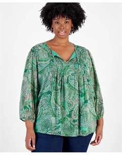 Туника с защипами спереди в стиле пейсли больших размеров, зеленый Tommy hilfiger