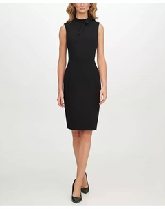 Маленькое платье-футляр с бантом на воротнике, черный Calvin klein