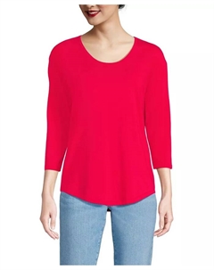 Женская футболка с рукавом 3/4 из легкого джерси Shirttail Tee, розовый Lands' end